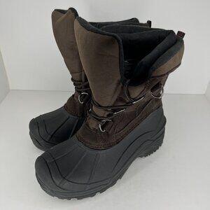 Totes Brown/Black Lined Mens Size 8 Weatherproof Waterproof Winter Duck Boots